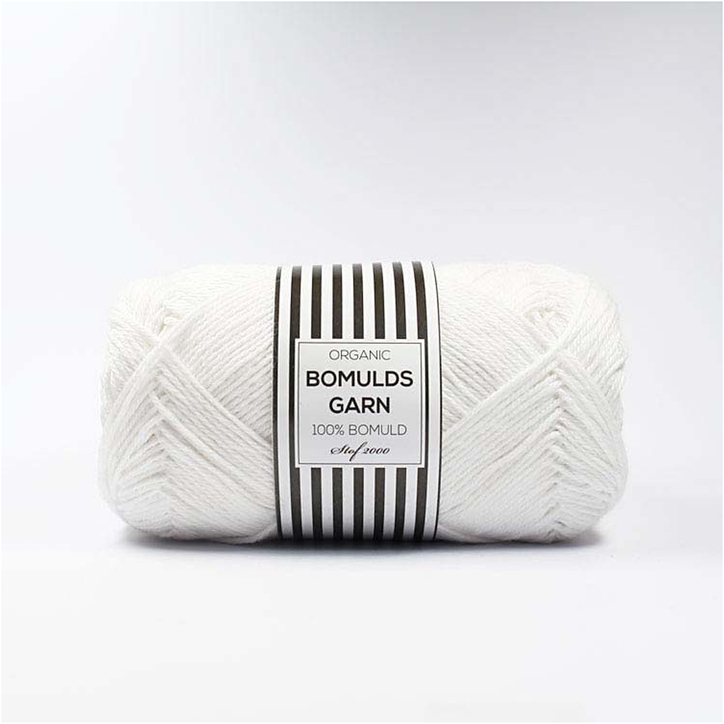 Bomuldsgarn Organic 8/4, hvid, L: 170 m, 50 g/ 1 ngl.