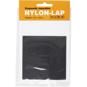 Nylon-lap M/LIM TIL OMGÅENDE REPARATION, Sort str. 10x20 cm,