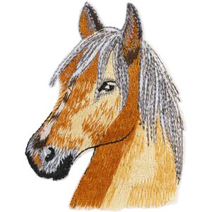 Strygemærke Hestehoved 10 x 7,5cm Gyldenbrun