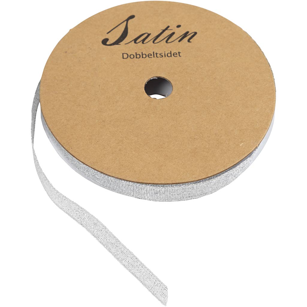 Metallic bånd 6mm 10m Sølv