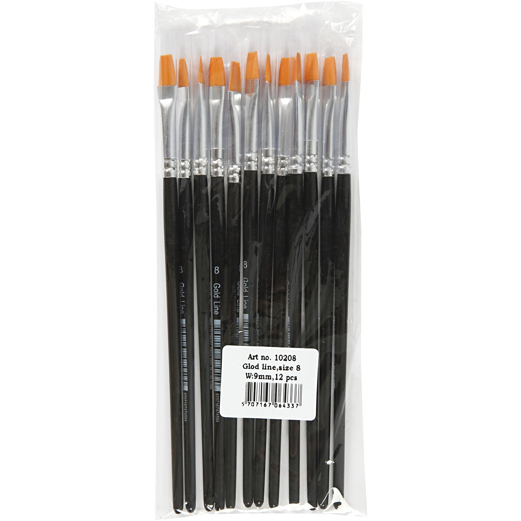 Gold Line Pensler, flade, nr. 8, B: 9 mm, 12 stk./ 1 pk. - Billede 2
