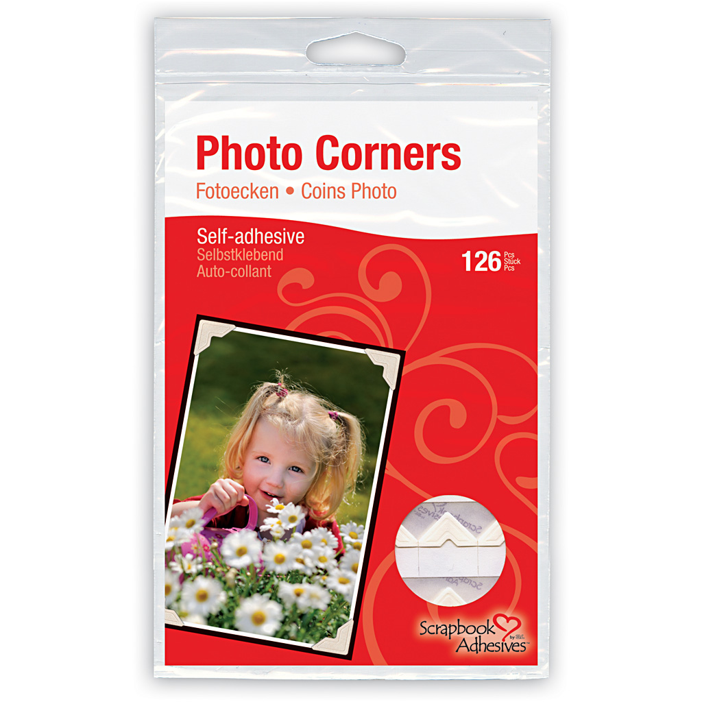 Fotohjørner, creme, B: 10 mm, 110 g, 108 stk./ 1 pk. - Billede 2