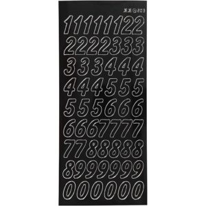 Stickers, sort, store tal, 10x23 cm, 1 ark