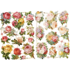 Glansbilleder, roser, 16,5x23,5 cm, 2 ark/ 1 pk.