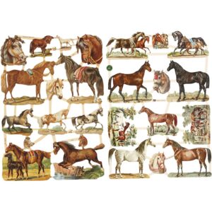 Glansbilleder, heste, 16,5x23,5 cm, 2 ark/ 1 pk.