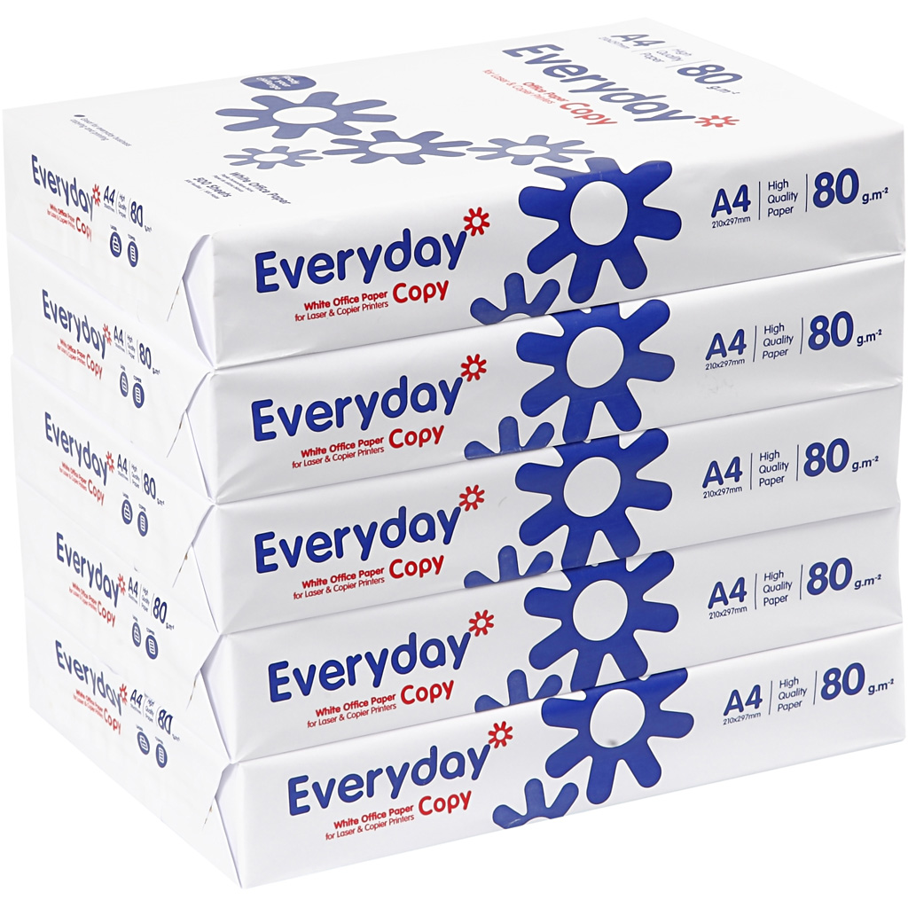 Tegnepapir, hvid, A4, 210x297 mm, 80 g, 5x500 ark/ 1 pk. - Billede 2