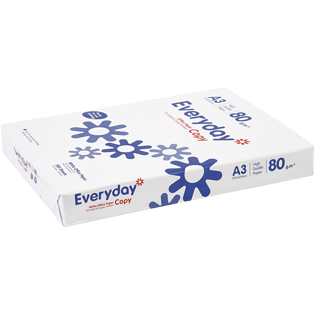 Tegnepapir, hvid, A3, 297x420 mm, 80 g, 500 ark/ 1 pk. - Billede 2