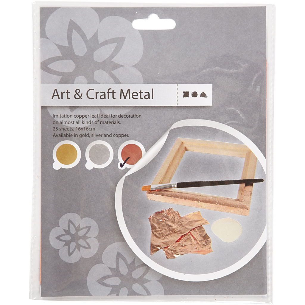 Bladmetal, kobber, 16x16 cm, 25 ark/ 1 pk., 0,625 m2 - Billede 2
