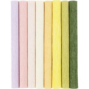 Crepepapir, pastelfarver, 25x60 cm, Stræk/crepe: 180%, 105 g, 8 ark/ 1 pk.