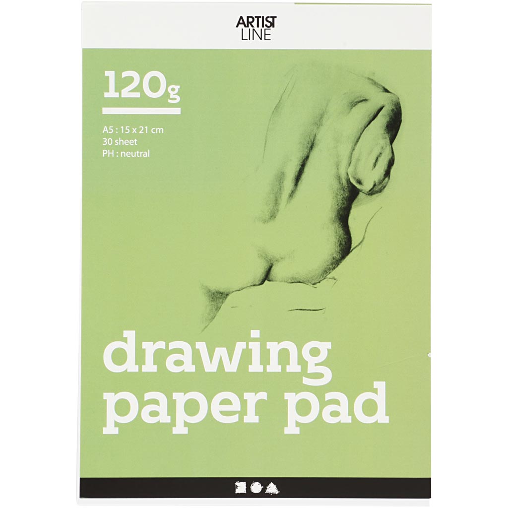 Tegneblok, hvid, A5, 148x210 mm, 120 g, 30 ark/ 1 stk. - Billede 3