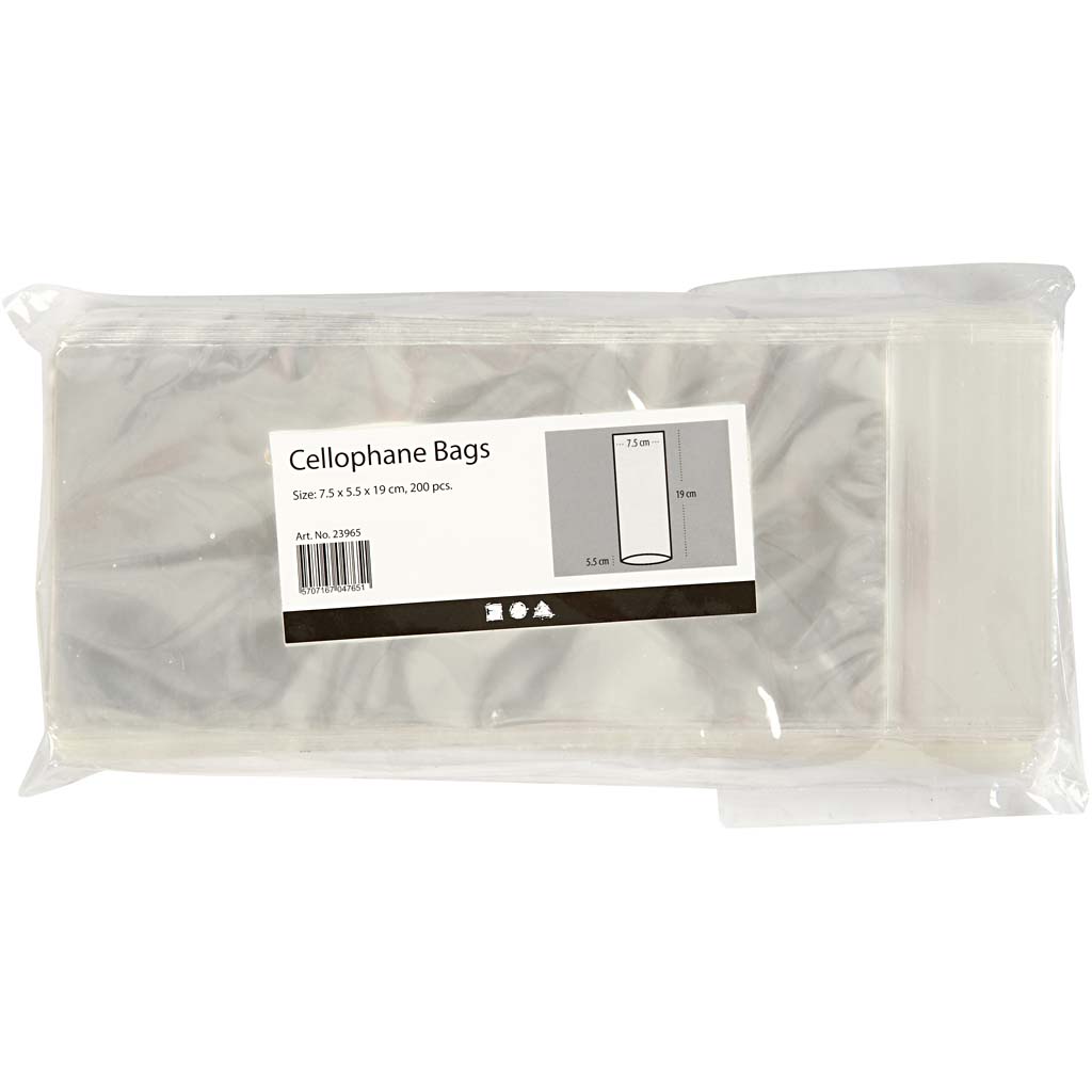 Cellofanpose, H: 19 cm, str. 7,5x5,5 cm, 200 stk./ 1 pk. - Billede 3