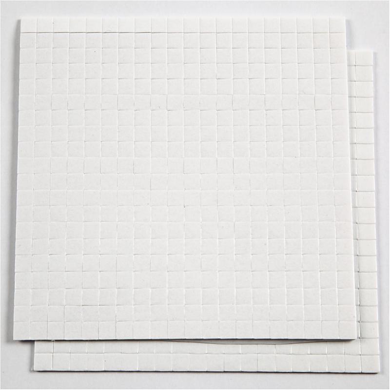 3D klæbepuder, hvid, str. 5x5 mm, tykkelse 1 mm, 2 ark/ 1 pk., 2x400 stk.