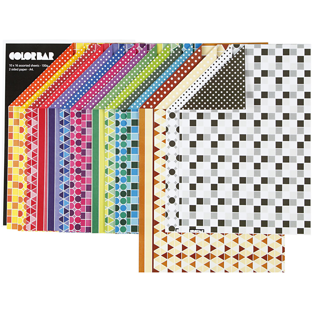 Color Bar rivepapir, ass. farver, A4, 210x297 mm, 100 g, 16x10 ark/ 1 pk. - Billede 4