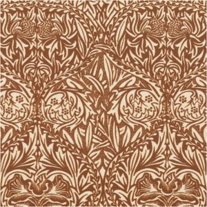 Kanvas m/ snirkler og blade William Morris Gylden rødbrun