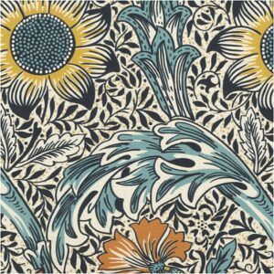 Kanvas m/ solsikker William Morris Råhvid