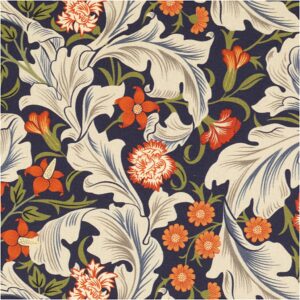 Kanvas m/ blade og blomster William Morris Marine
