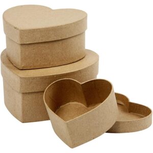 Hjerteæsker, H: 5+6,5+7,5 cm, diam. 10+12,5+15 cm, 3 stk./ 1 sæt