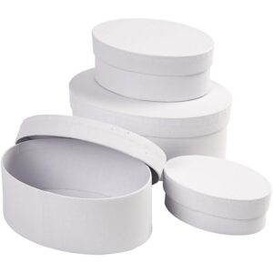 Ovale æsker, hvid, H: 4+5+6+7 cm, L: 10+12+14+16 cm, 4 stk./ 1 sæt