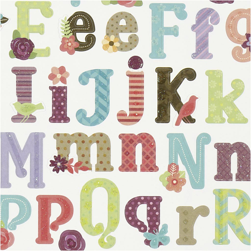 Stickers, alfabet, 15x16,5 cm, 1 ark - Billede 3