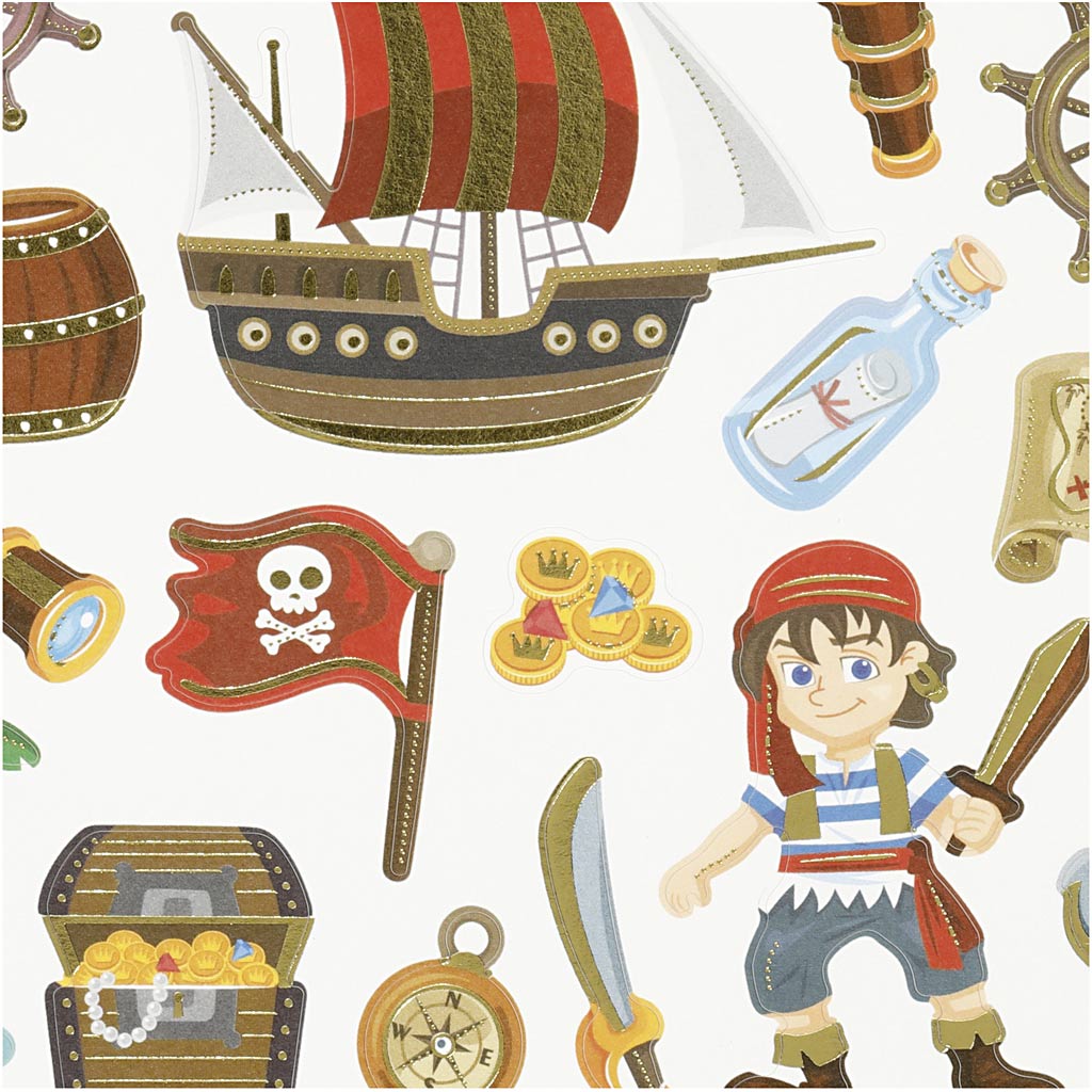 Stickers, pirater, 15x16,5 cm, 1 ark - Billede 3