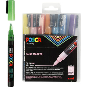 Posca Tusch, glitterfarver, nr. PC-3ML, streg 0,9-1,3 mm, 8 stk./ 1 pk.