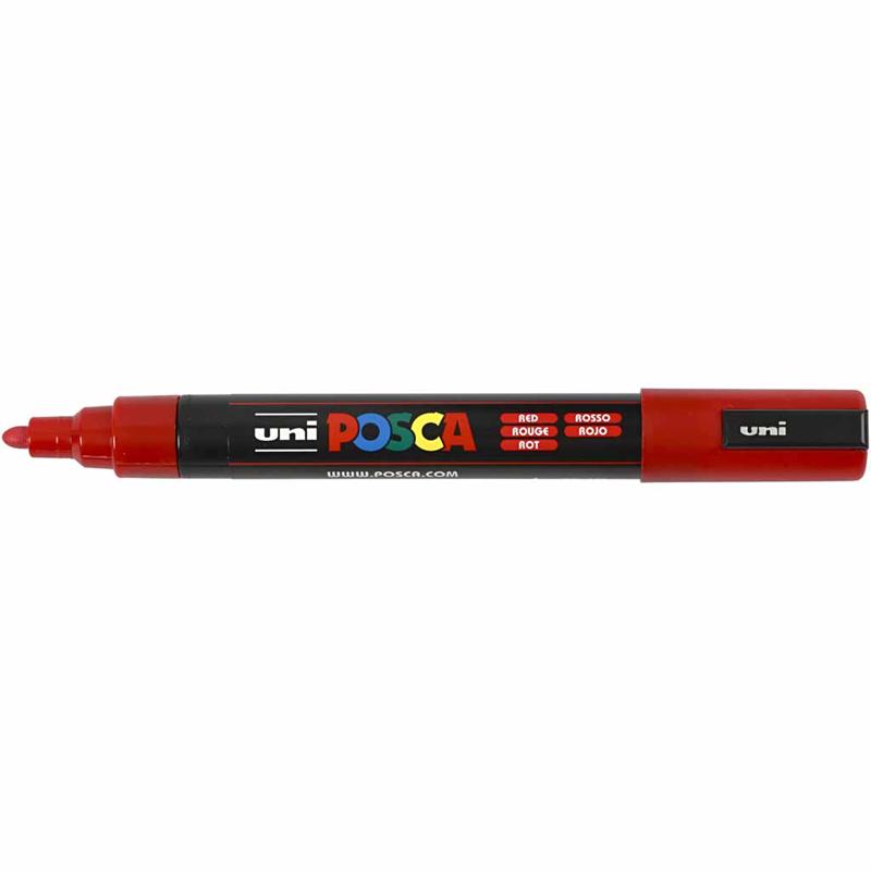 Posca Tusch, rød, nr. PC-5M, streg 2,5 mm, 1 stk. - Billede 3