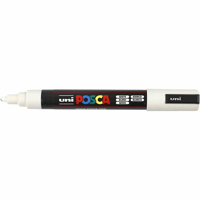 Posca Tusch, hvid, nr. PC-5M, streg 2,5 mm, 1 stk. - Billede 3