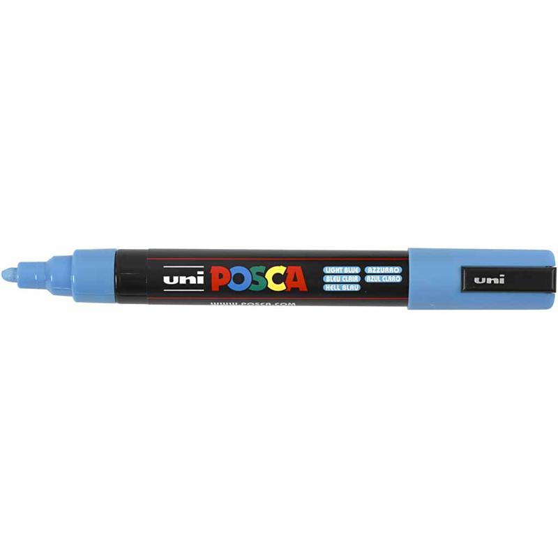 Posca Tusch, lyseblå, nr. PC-5M, streg 2,5 mm, 1 stk. - Billede 3