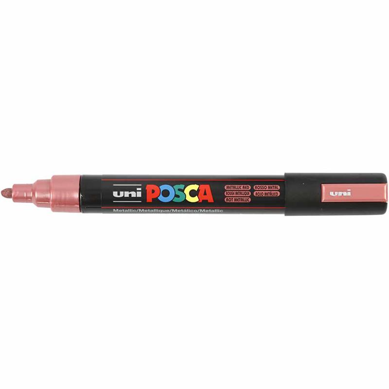 Posca Tusch, metal rød, nr. PC-5M, streg 2,5 mm, 1 stk. - Billede 3