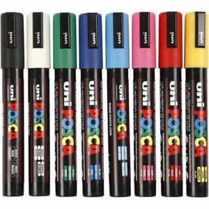 Posca Tusch, ass. farver, nr. PC-5M, streg 2,5 mm, 8 stk./ 1 pk.