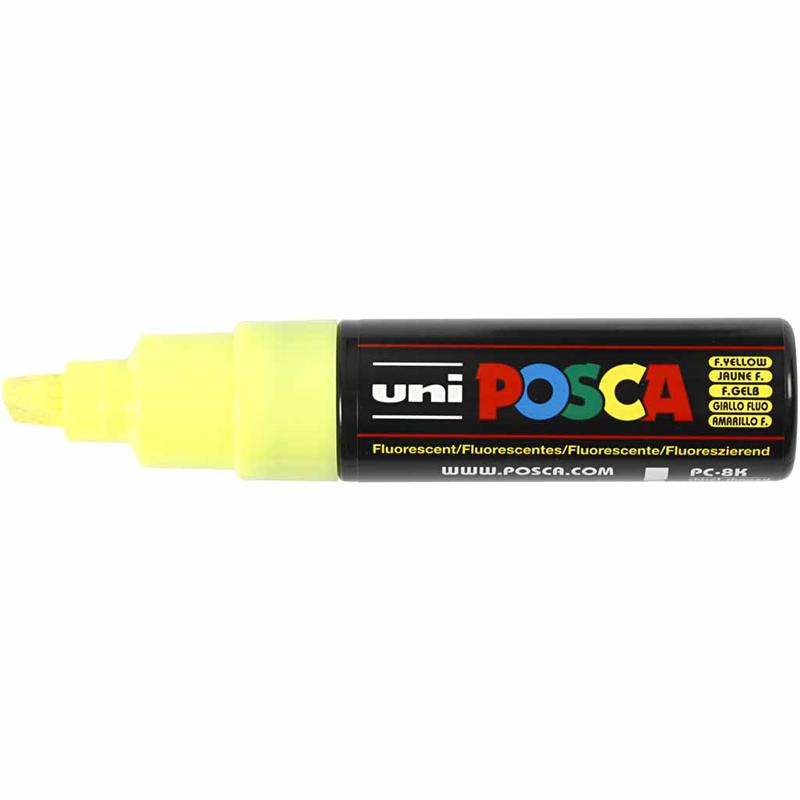 Posca Tusch, fluo yellow, nr. PC-8K, streg 8 mm, 1 stk. - Billede 3