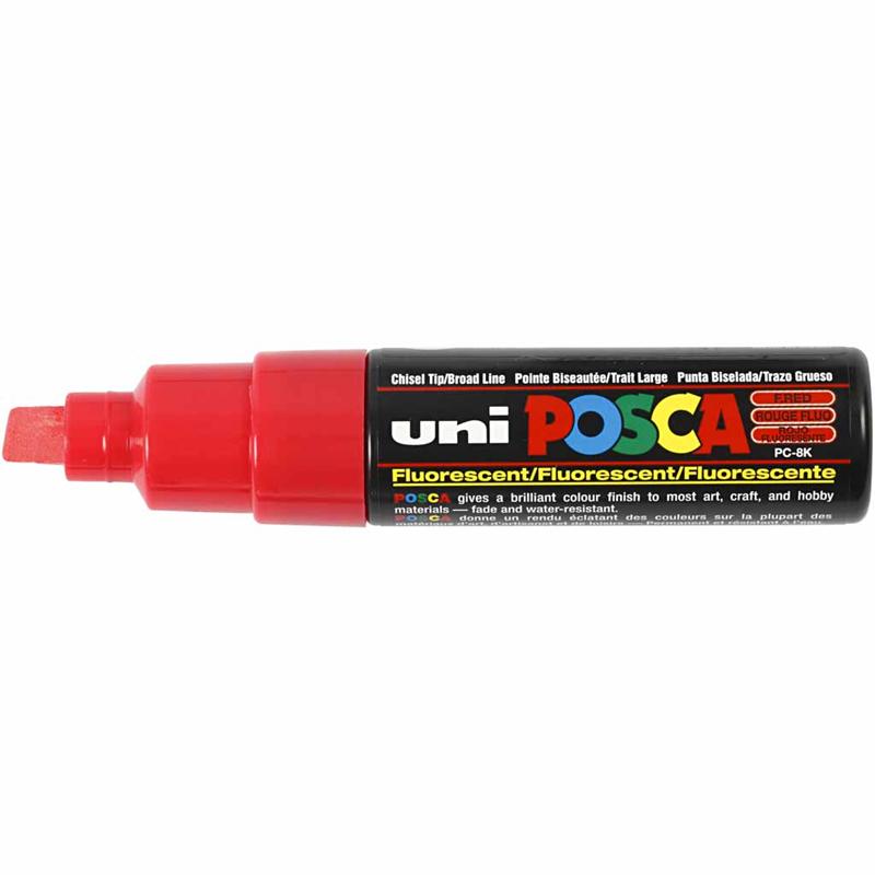 Posca Tusch, fluo red, nr. PC-8K, streg 8 mm, 1 stk. - Billede 3