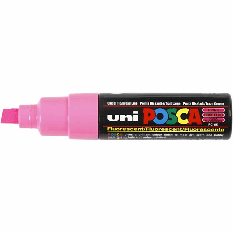 Posca Tusch, fluo pink, nr. PC-8K, streg 8 mm, 1 stk. - Billede 3