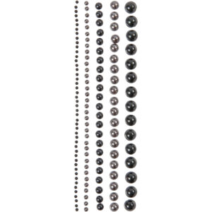 Halv-perler, sort, antrascitgrå, str. 2-8 mm, 140 stk./ 1 pk.