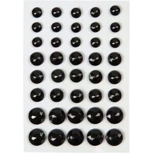 Rhinsten, sort, str. 6+8+10 mm, 40 stk./ 1 pk.
