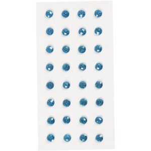Rhinsten, blå, diam. 8 mm, 32 stk./ 1 pk.