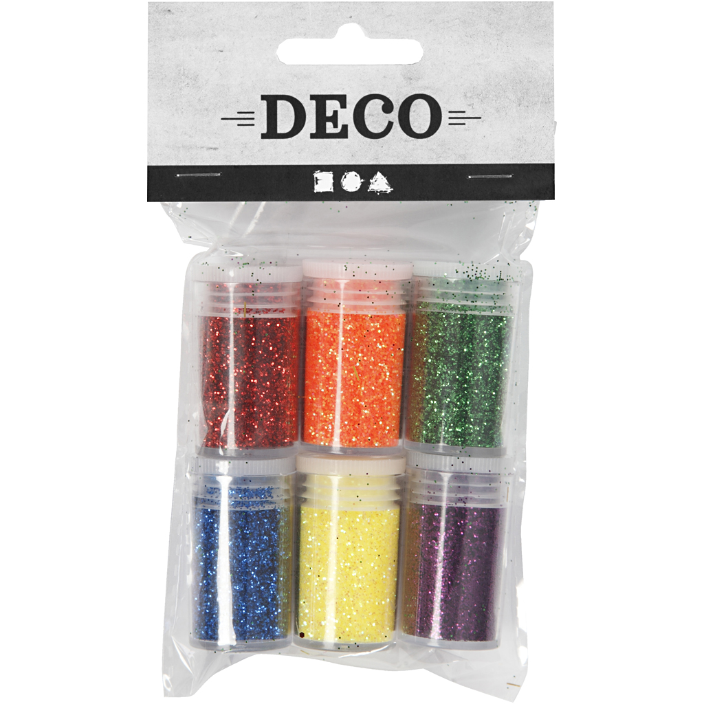 Glitter, ass. farver, 6x5 g/ 1 pk. - Billede 3
