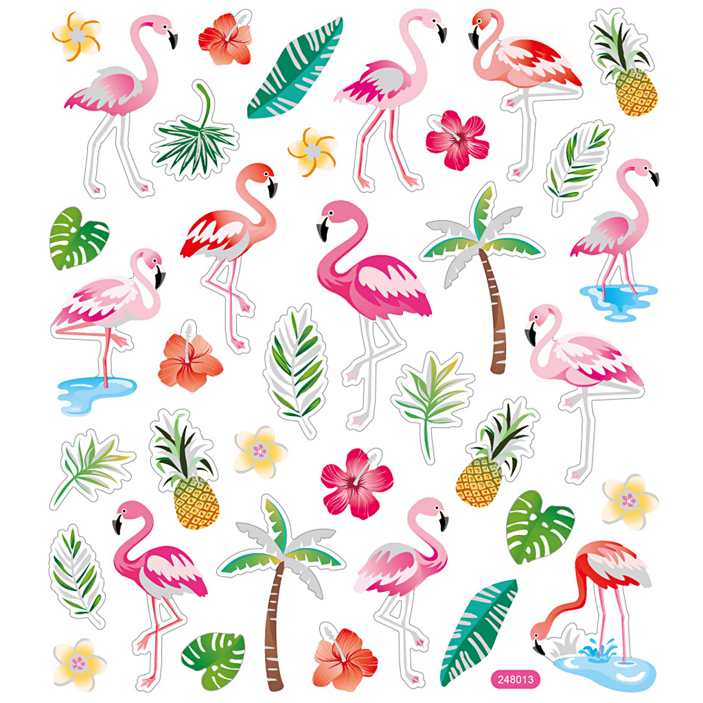Stickers, flamingo, 15x16,5 cm, 1 ark - Billede 3