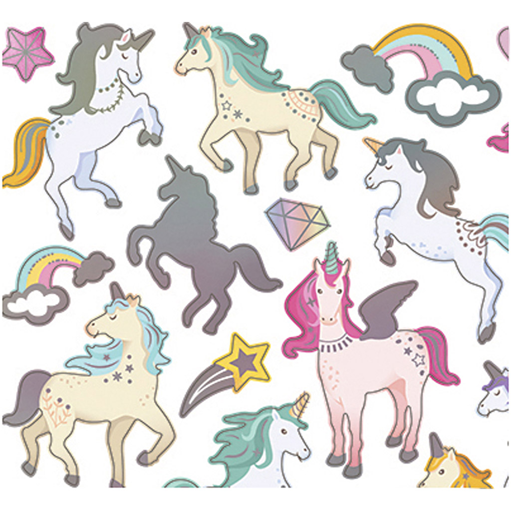 Stickers, enhjørninge, 15x16,5 cm, 1 ark - Billede 3