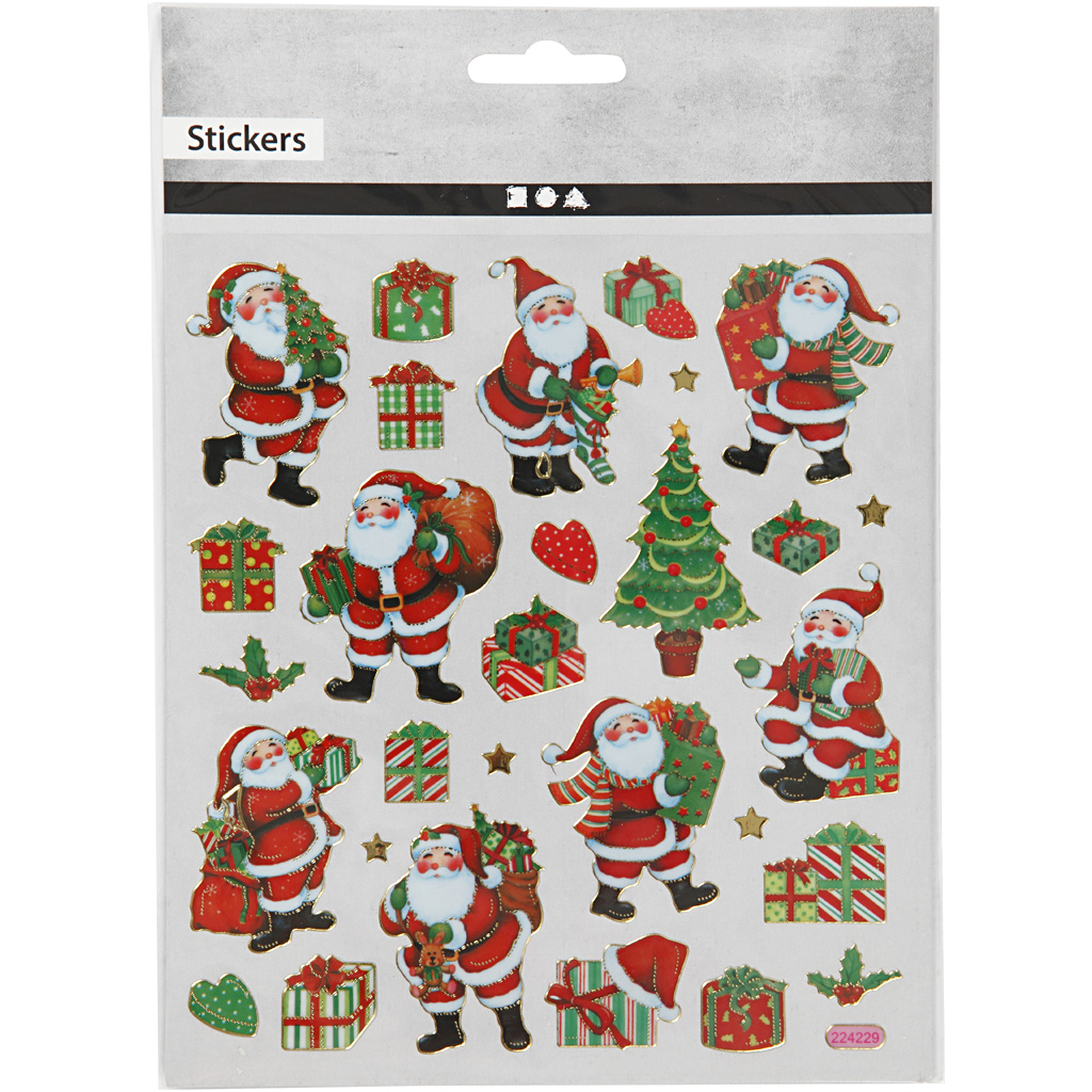 Stickers, klassiske julefigurer, 15x16,5 cm, 1 ark - Billede 2