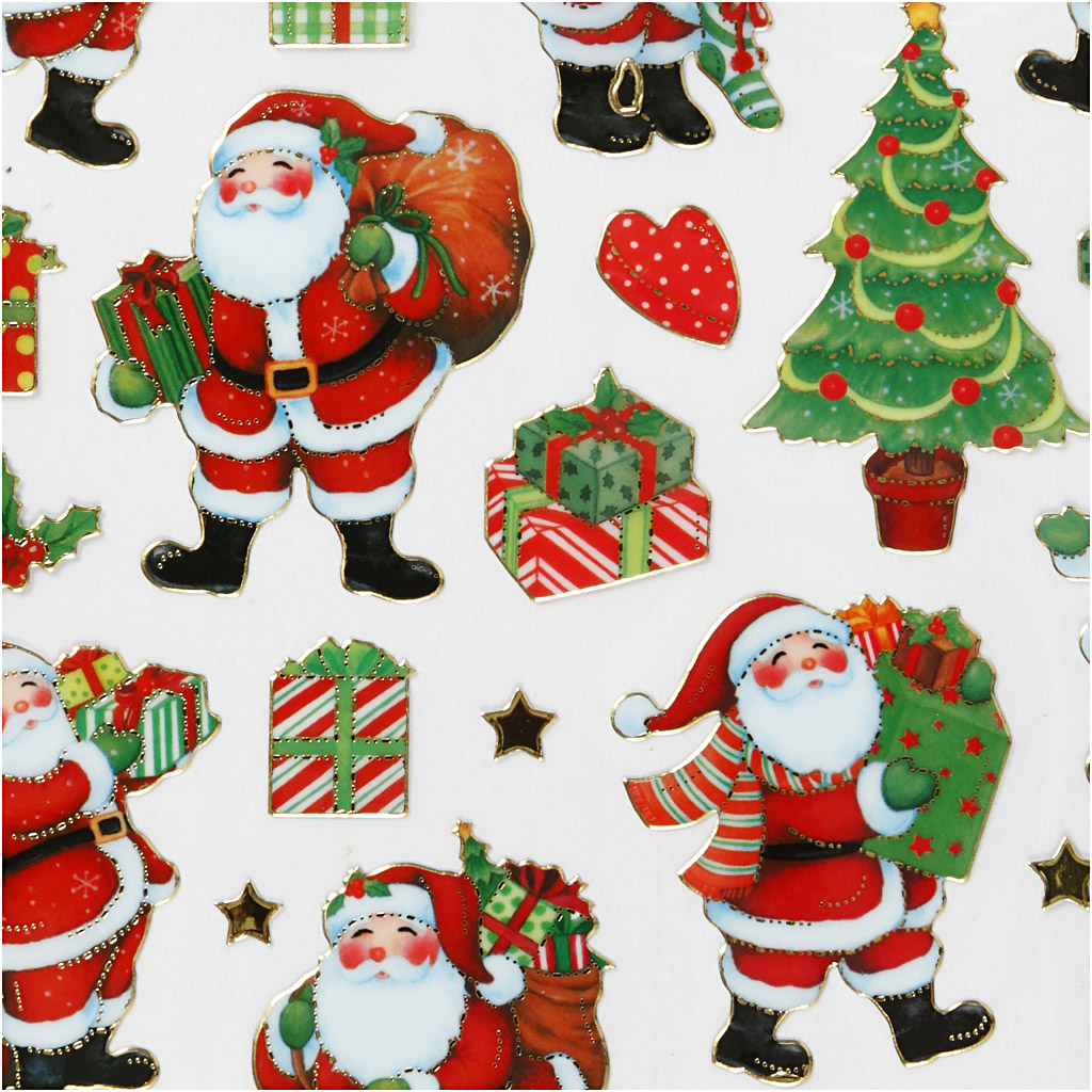Stickers, klassiske julefigurer, 15x16,5 cm, 1 ark - Billede 3