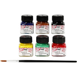 Glas og porcelænsmaling, ass. farver, 6x20 ml/ 1 pk.
