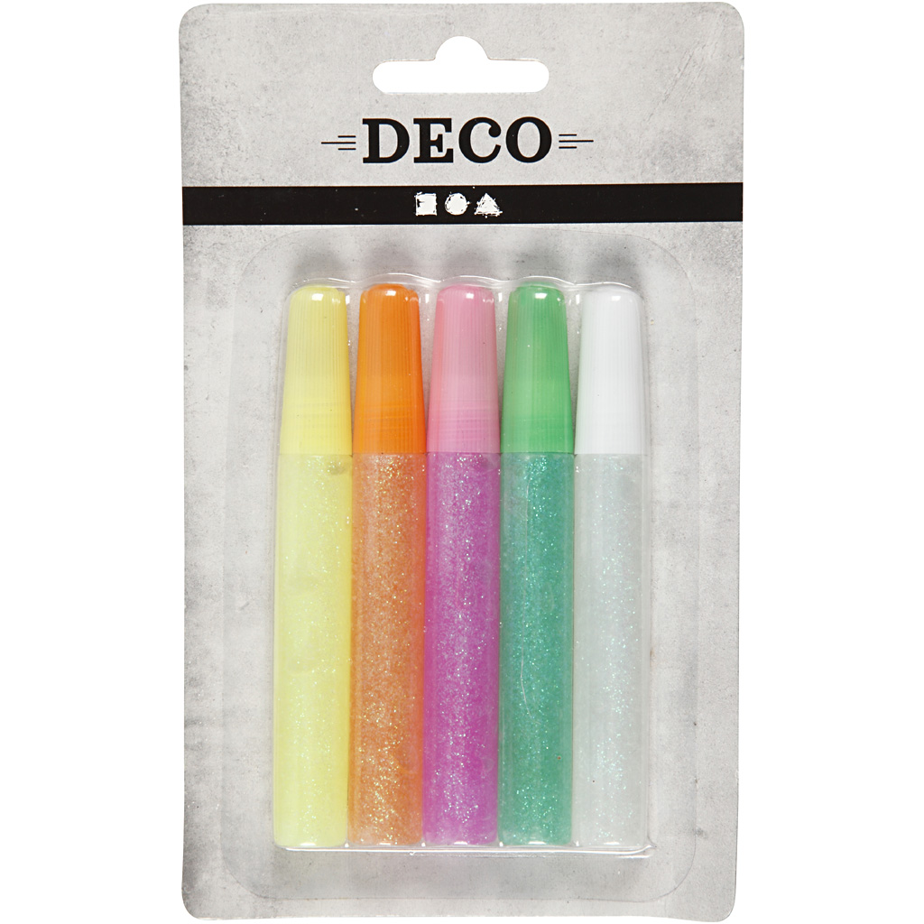 Glitterlim, pastelfarver, 5x10 ml/ 1 pk. - Billede 2