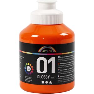 Skole akrylmaling blank, orange, blank, 500 ml/ 1 fl.