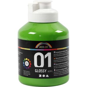 Skole akrylmaling blank, lys grøn, blank, 500 ml/ 1 fl.
