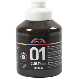Skole akrylmaling blank, brun, blank, 500 ml/ 1 fl.
