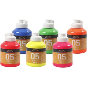 Skole akrylmaling neon, neonfarver, 6x500 ml/ 1 ks.
