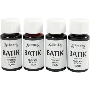 Batikfarve, marineblå, grøn, pink, majsgul, 4x50 ml/ 1 pk.