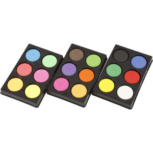 Vandfarve, neonfarver, suppleringsfarver, H: 16 mm, diam. 44 mm, 1 sæt