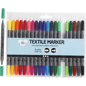 Tekstiltusch, standardfarver, streg 2,3+3,6 mm, 20 stk./ 1 pk.